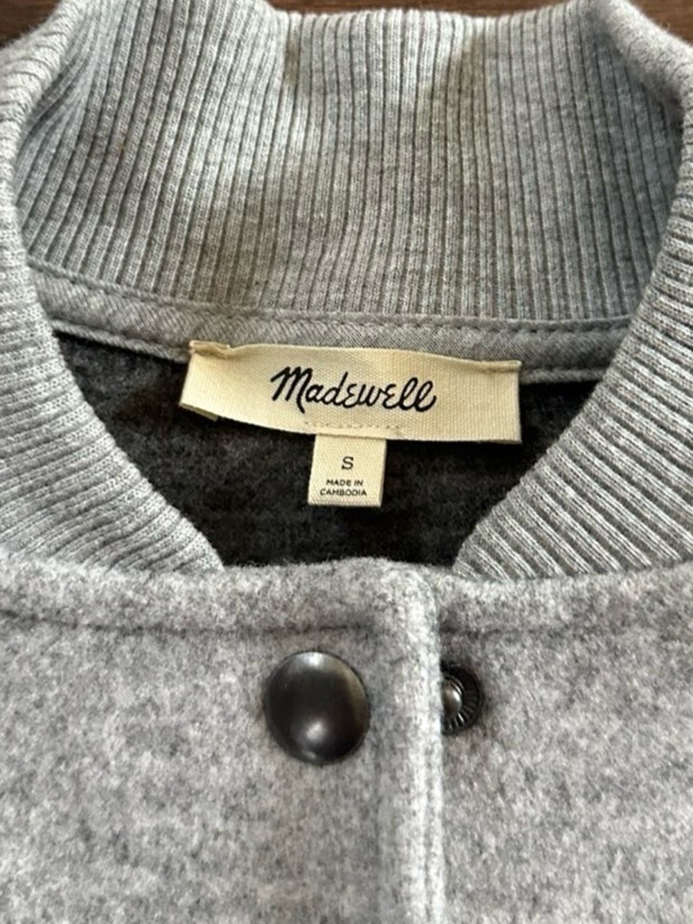 Madewell-Snap Front Bomber Jacket size Small Grey-like new - Picture 11 of 14